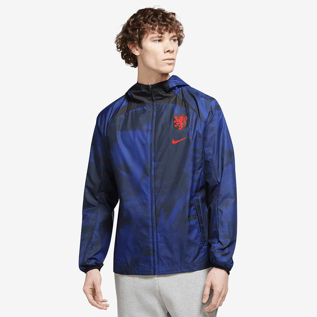 Nike Netherlands 2023 AWF Jacket - Black/Deep Royal Blue/Habanero Red