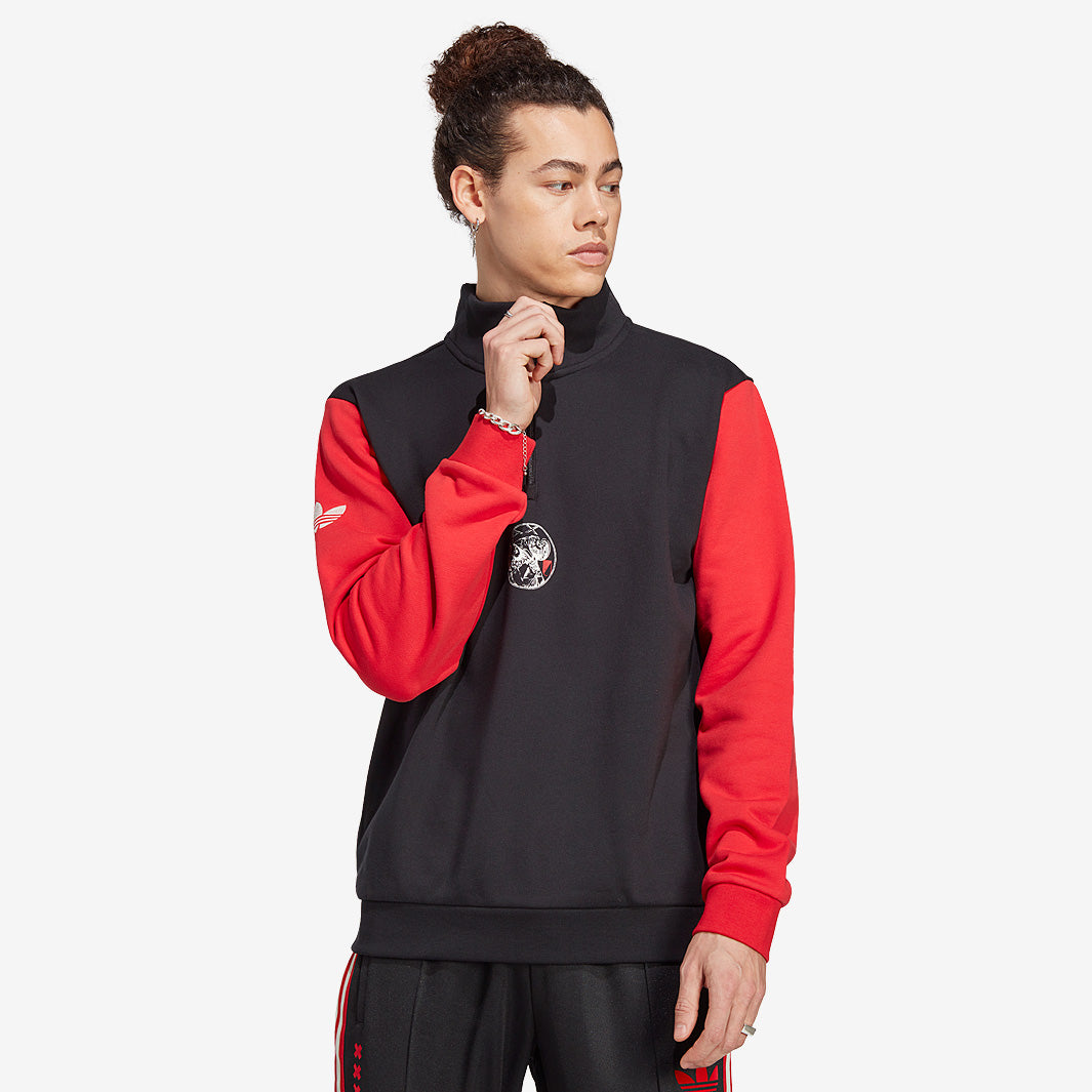 adidas Originals Ajax 1/4 Zip - Black - Mens Replica