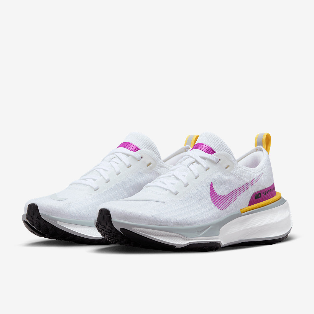 Nike Womens ZoomX Invincible 3 - White/Vivid Purple-Vivid Sulfur