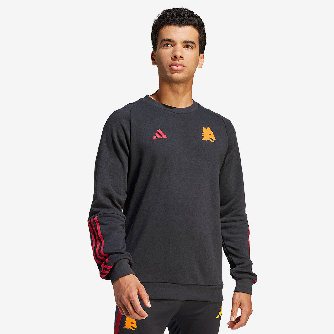 adidas Roma 23/24 Crewneck Jumper - Black - Mens Replica