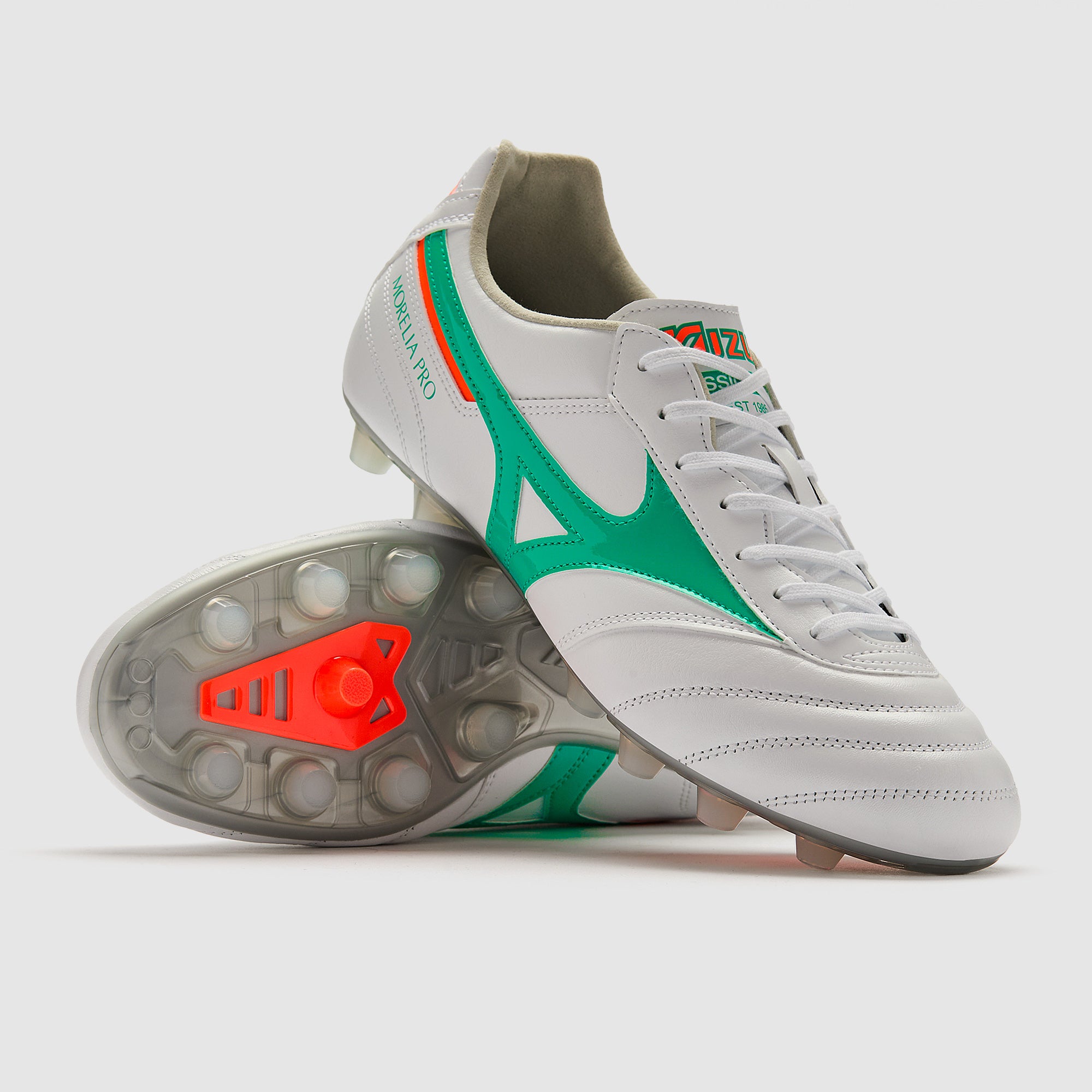 Mizuno Morelia II Pro Firm Ground - White/Arcadia/Lava Orange