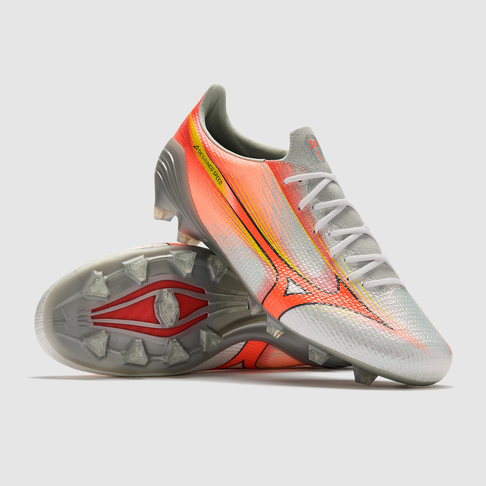 Mizuno Alpha III Made Indoor Japan Firm Ground - White/Lava Orange