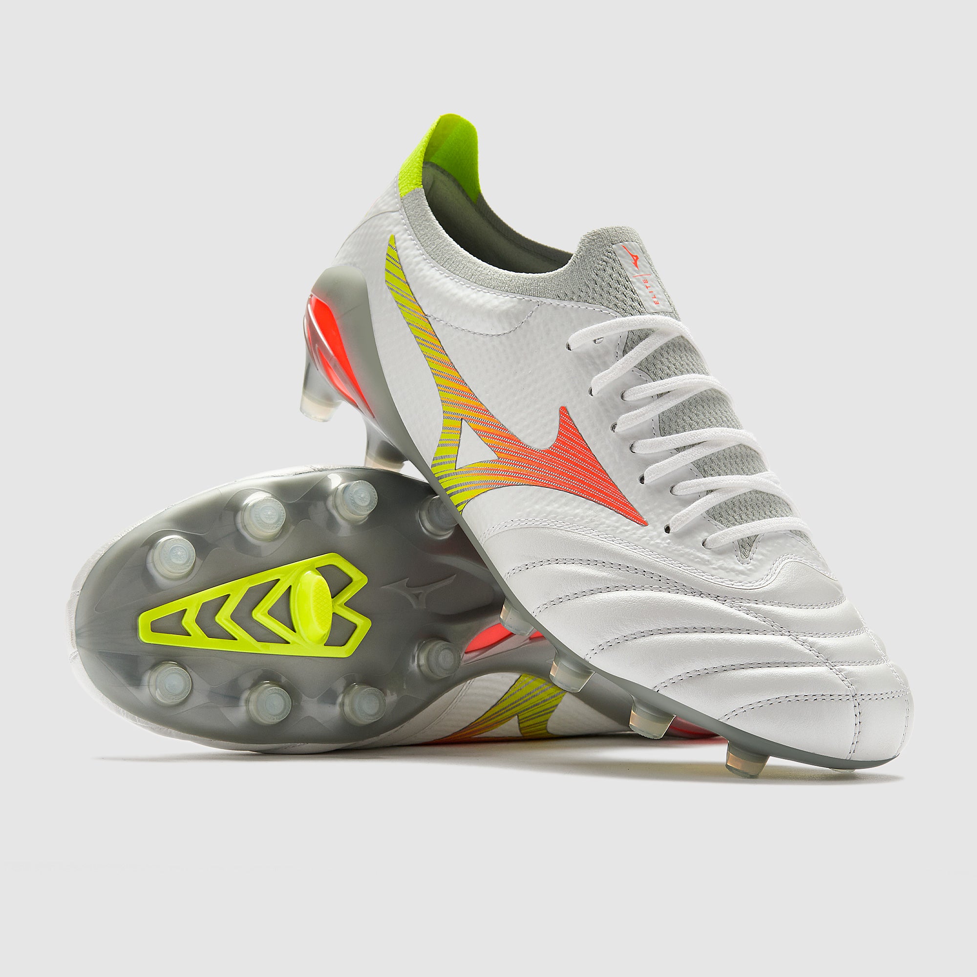 Mizuno Morelia Neo V Beta Elite Firm Ground - White/Lava Orange