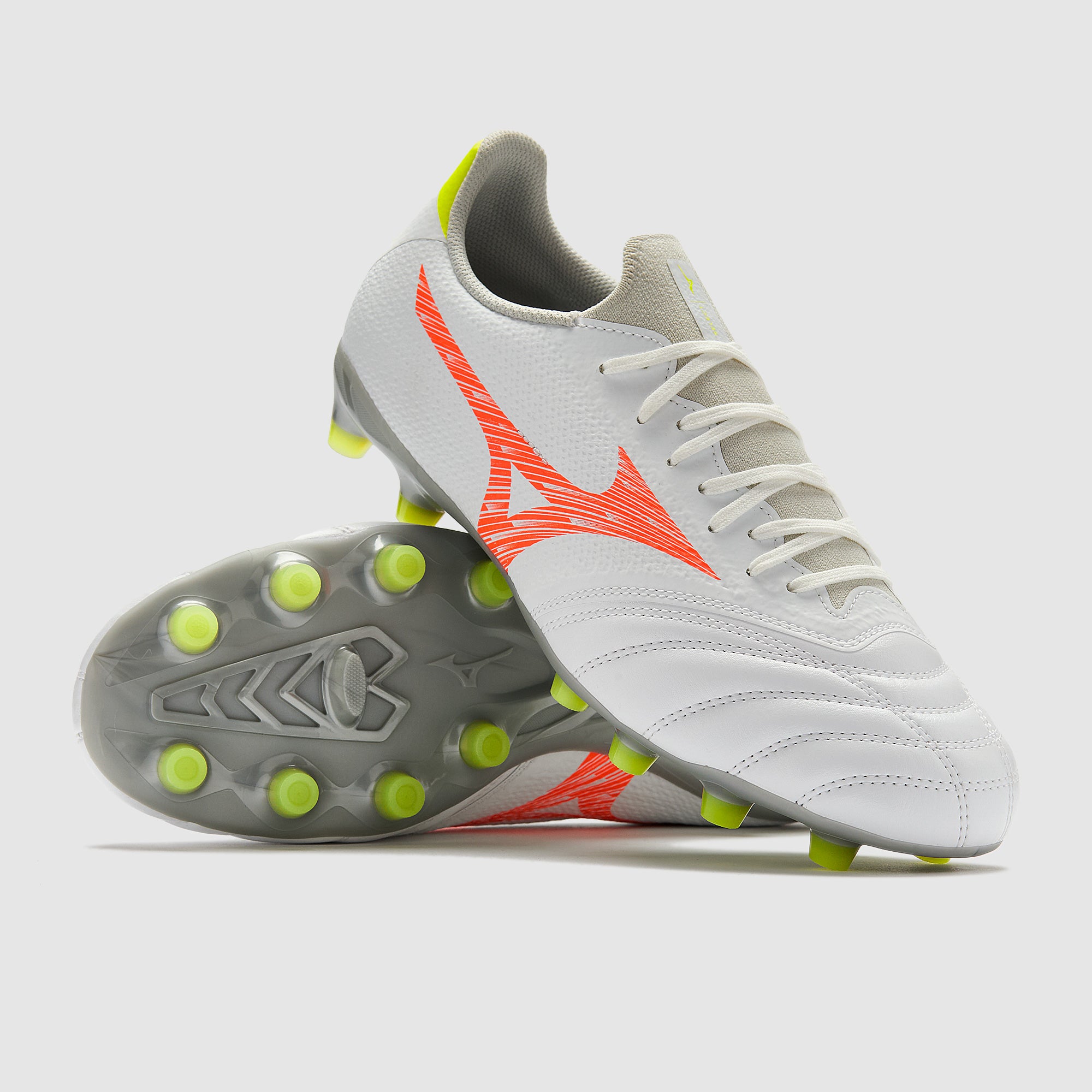 Mizuno Morelia Neo V Beta Select Firm Ground - White/Lava Orange