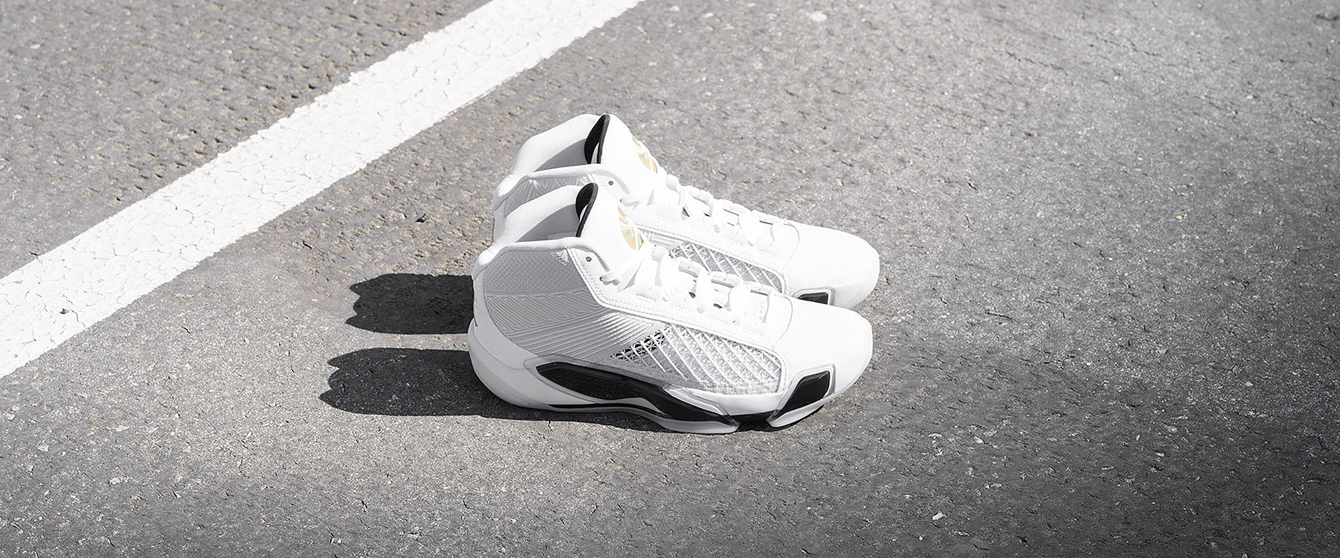 Air Jordan 38 FIBA - White/Metallic Gold/Pure Platinum - Mens Shoes