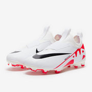 White football boots with red accents and Nike logo on a white background