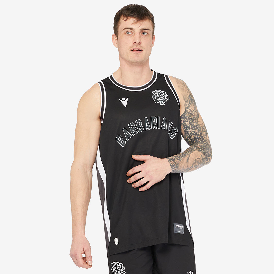 Macron Barbarians 23/24 Training Basketball Singlet - Black - Mens