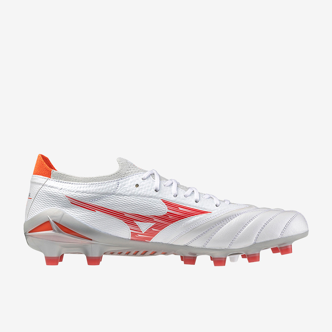 Mizuno Morelia Neo IV Beta Elite Firm Ground - White/Radiant Red