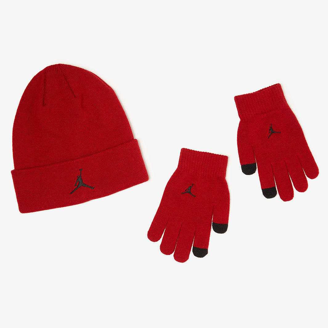 jordan mütze und handschuhe Jordan Boys Jumpman Metal Patch Beanie & Glove Set - Black/Gold