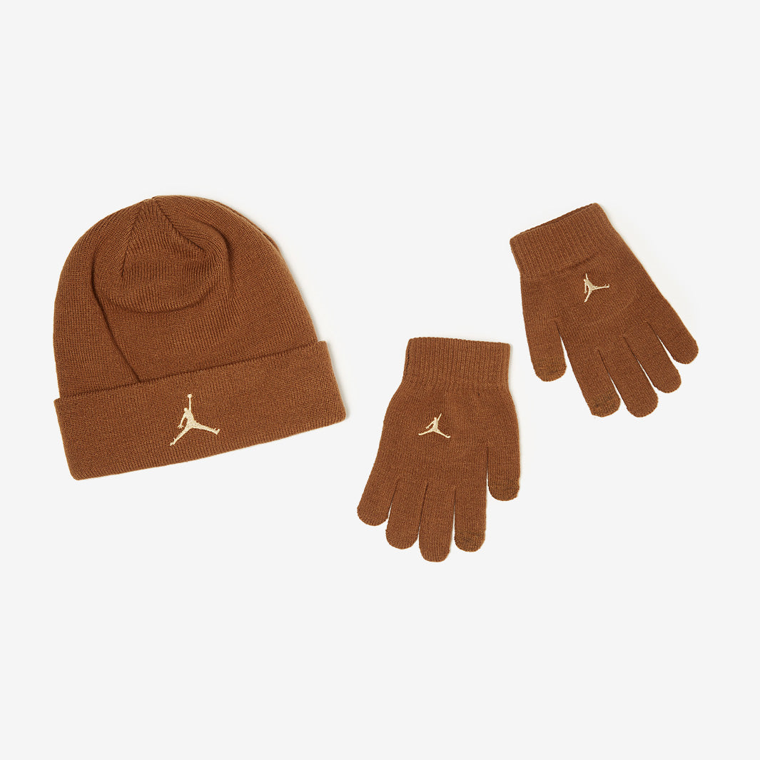 jordan mütze und handschuhe Jordan Boys Jumpman Metal Patch Beanie & Glove Set - Black/Gold