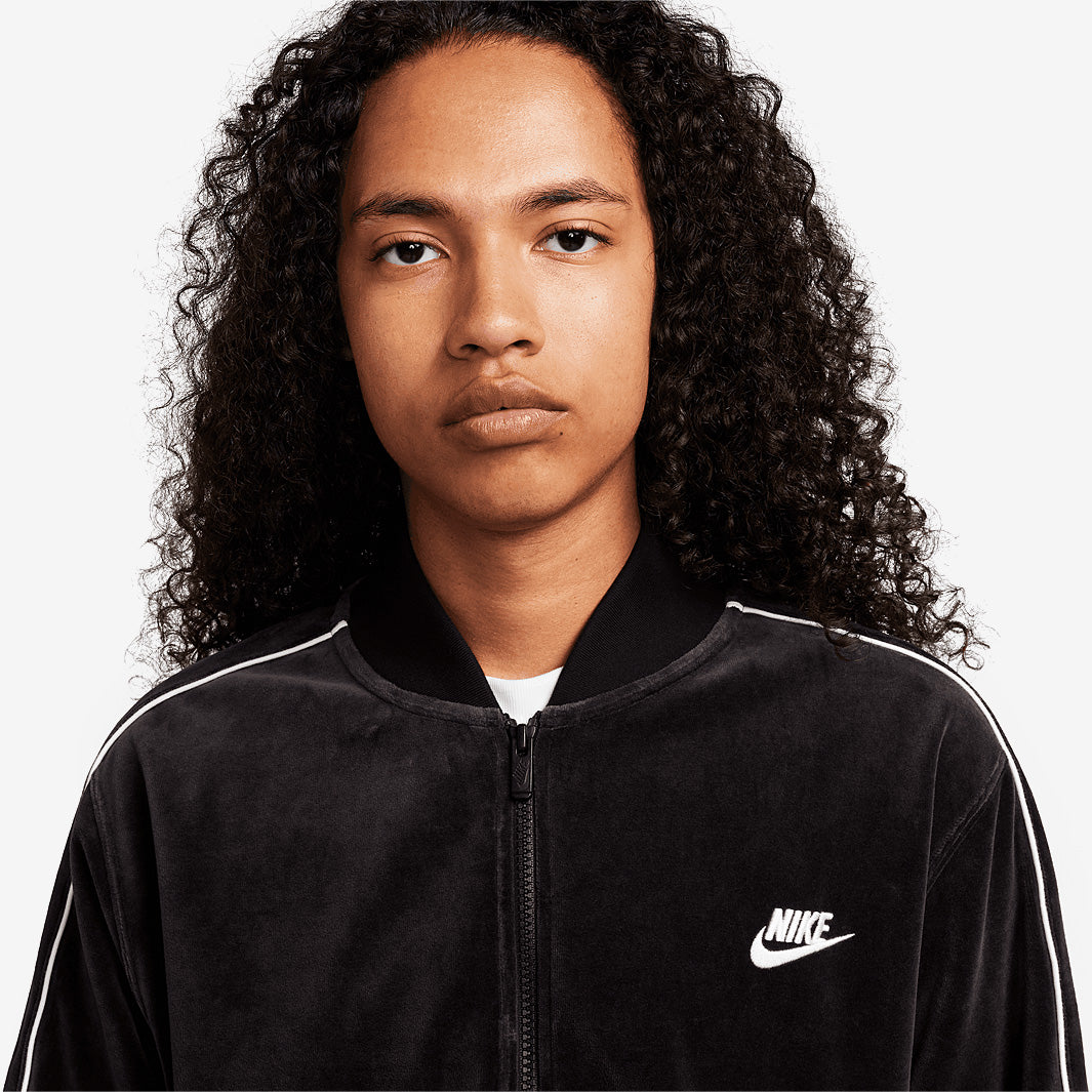 Nike Sportswear Club Velour Jacket - Black/White - Tops - Mens