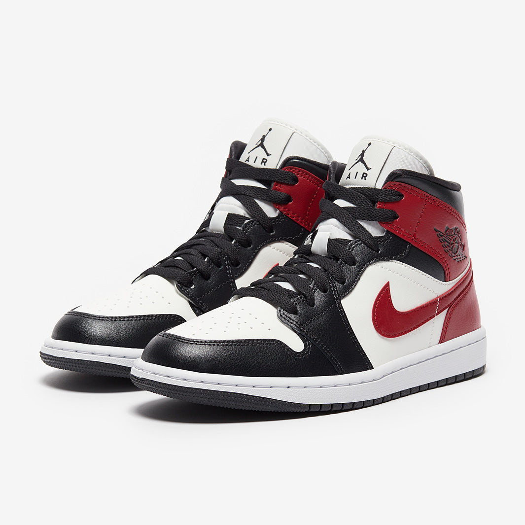 Womens Air Jordan 1 Mid - Sail/Gym Red/Off Noir/White - Trainers