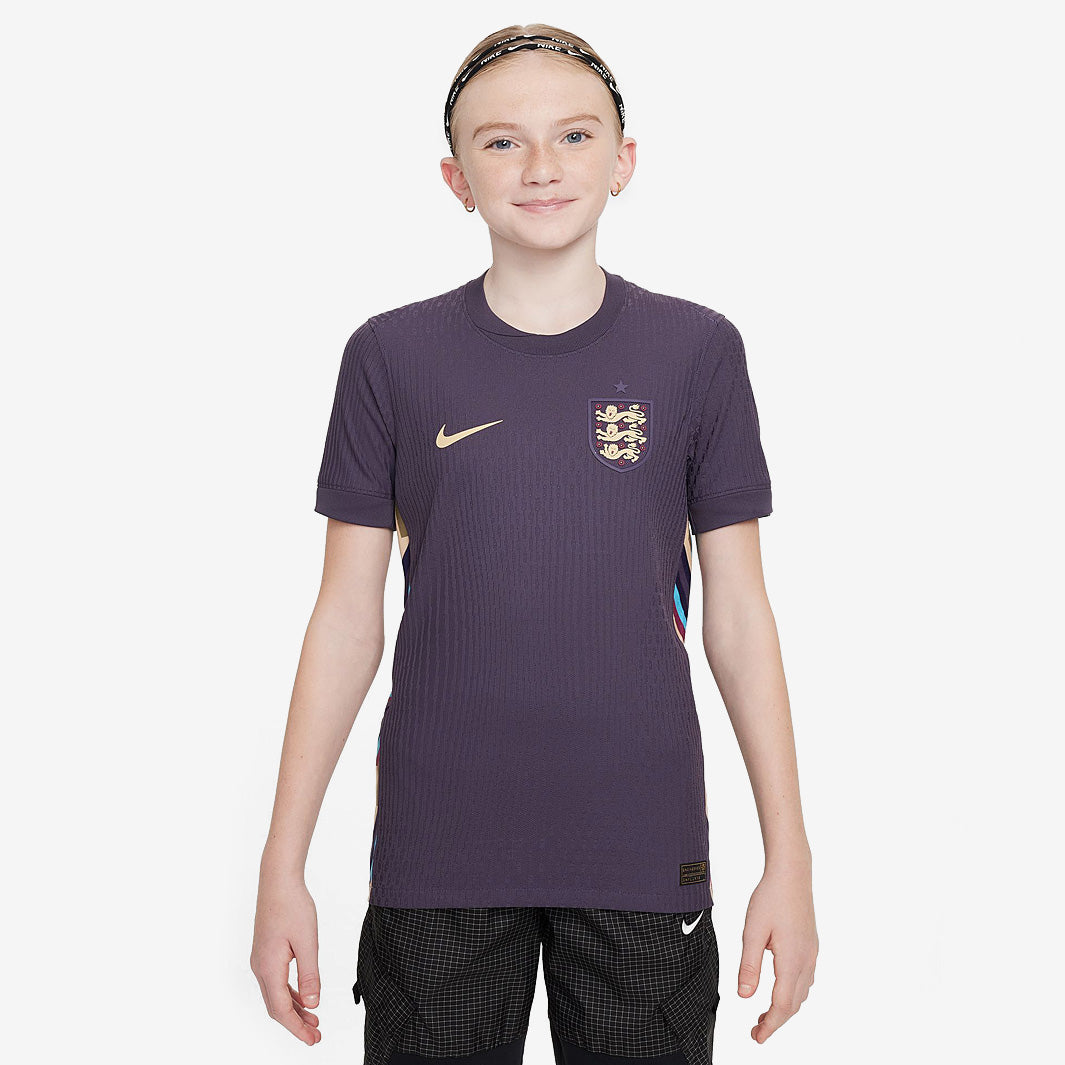 Nike England 2024 Kids Dri-FIT Stadium SS Away Shirt - Dark Raisin