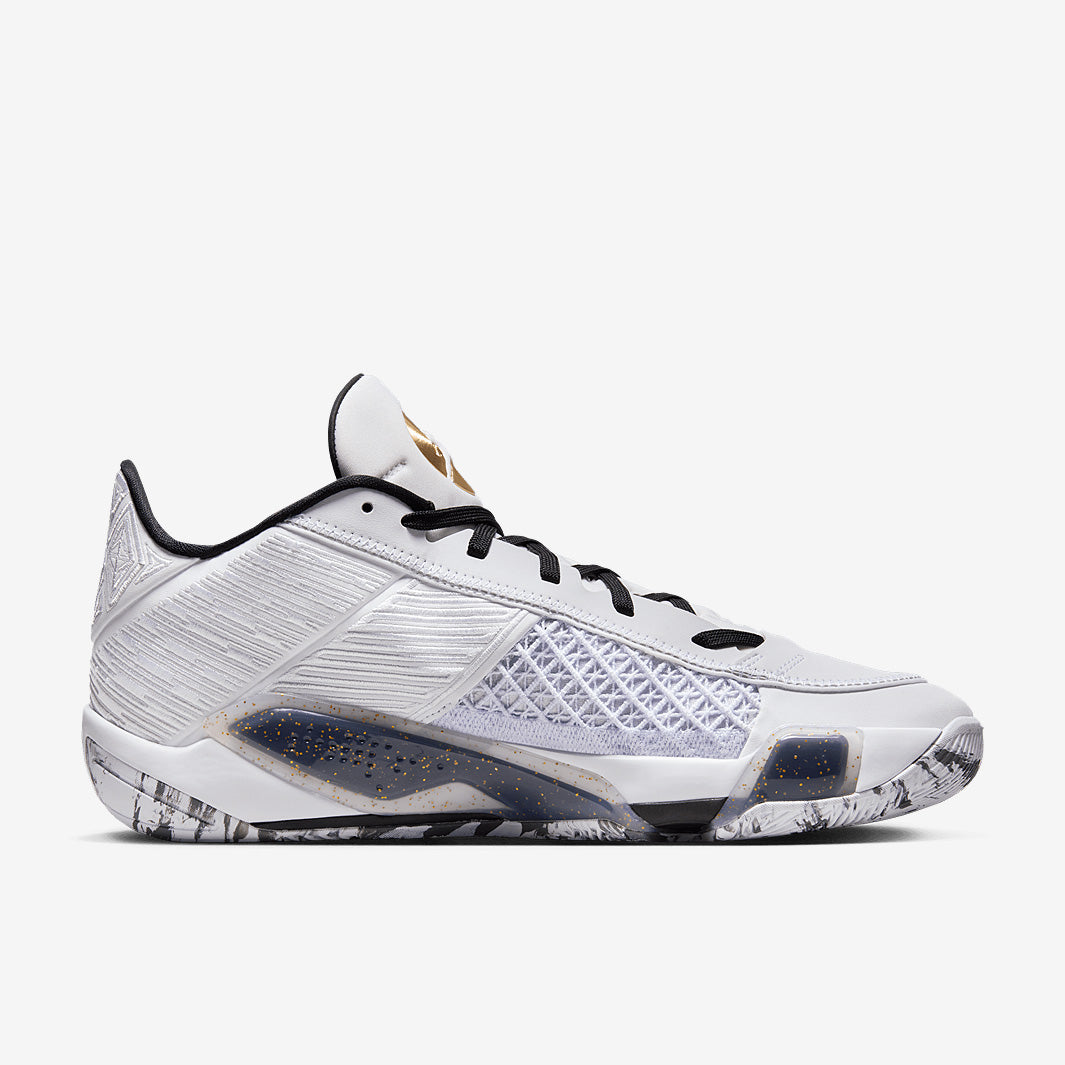 Air Jordan XXXVIII Low - White/Metallic Gold/Black/Pure Platinum