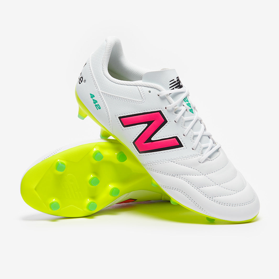 New Balance 442 V2 Team FG - White/Black - Mens Boots