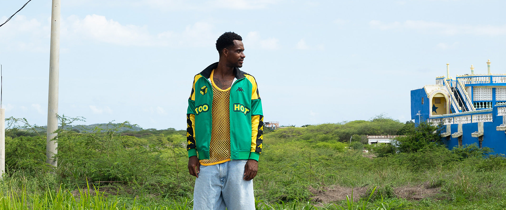 Kappa Jamaica 2024 x Too Hot Track Top - Green/Yellow/Black - Mens