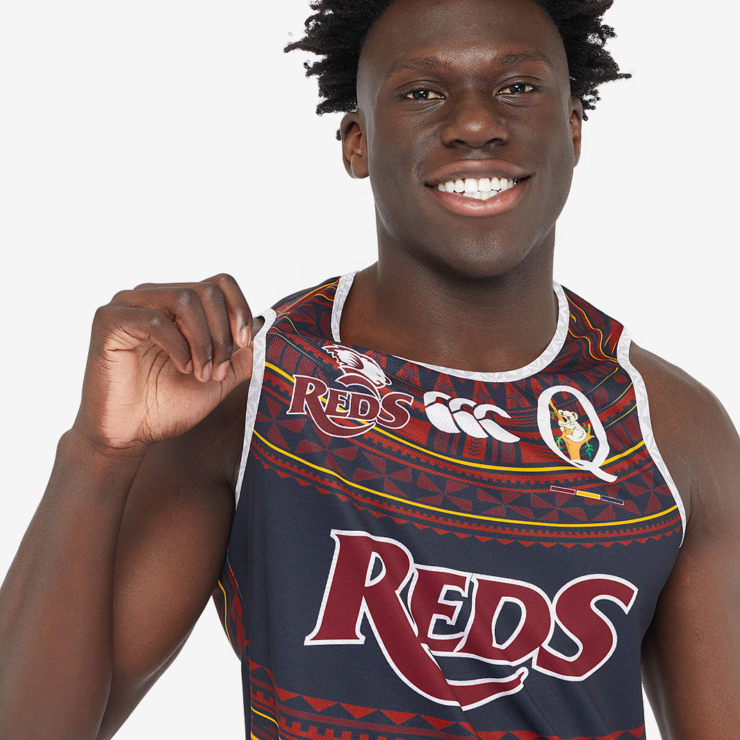 Canterbury Queensland Reds 2025 Pasifika Singlet -Navy - Mens Replica