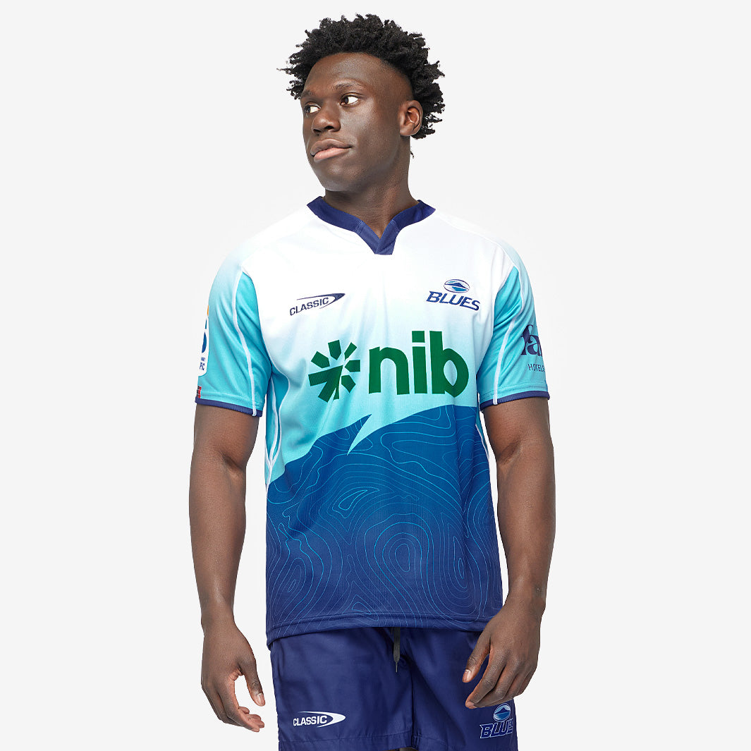 ウェア BLUES rugby T-shirts Classic Auckland Blues 2025 Training Shirt - White/Blue - Mens Replica