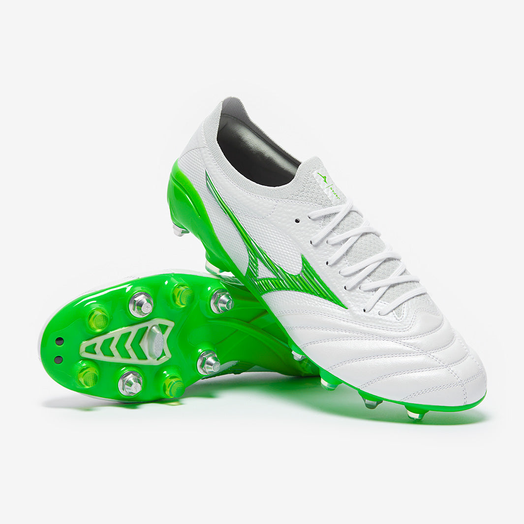 Mizuno Morelia Neo IV Beta Elite SG - White/Neon Green/Cool Gray