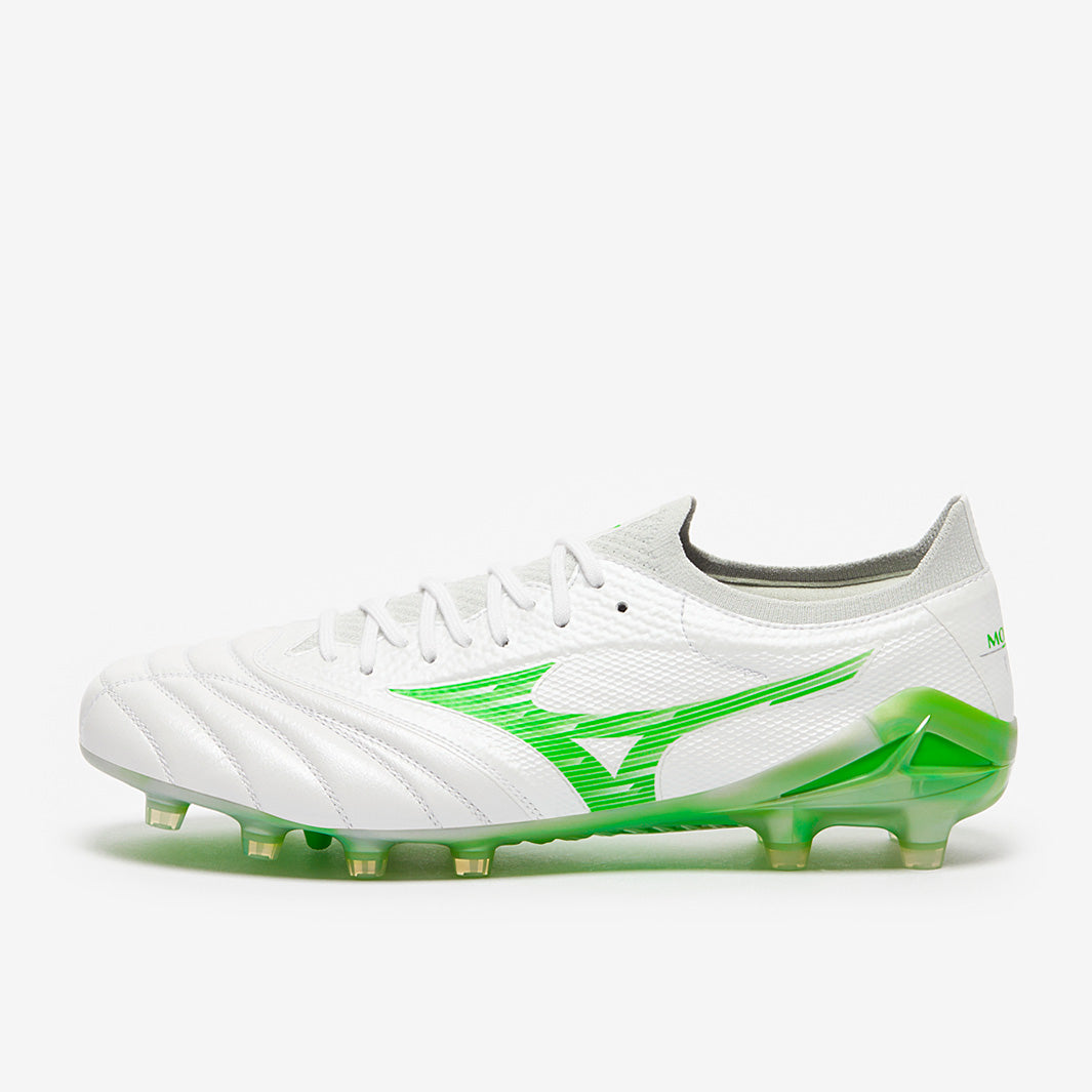 Mizuno Morelia Neo IV Beta Elite FG - White/Neon Green/Cool Gray