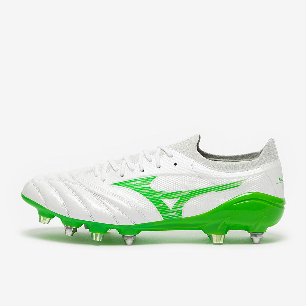 Mizuno Morelia Neo IV Beta Elite SG - White/Neon Green/Cool Gray
