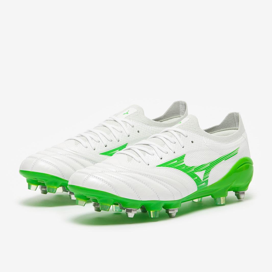 Mizuno Morelia Neo IV Beta Elite SG - White/Neon Green/Cool Gray
