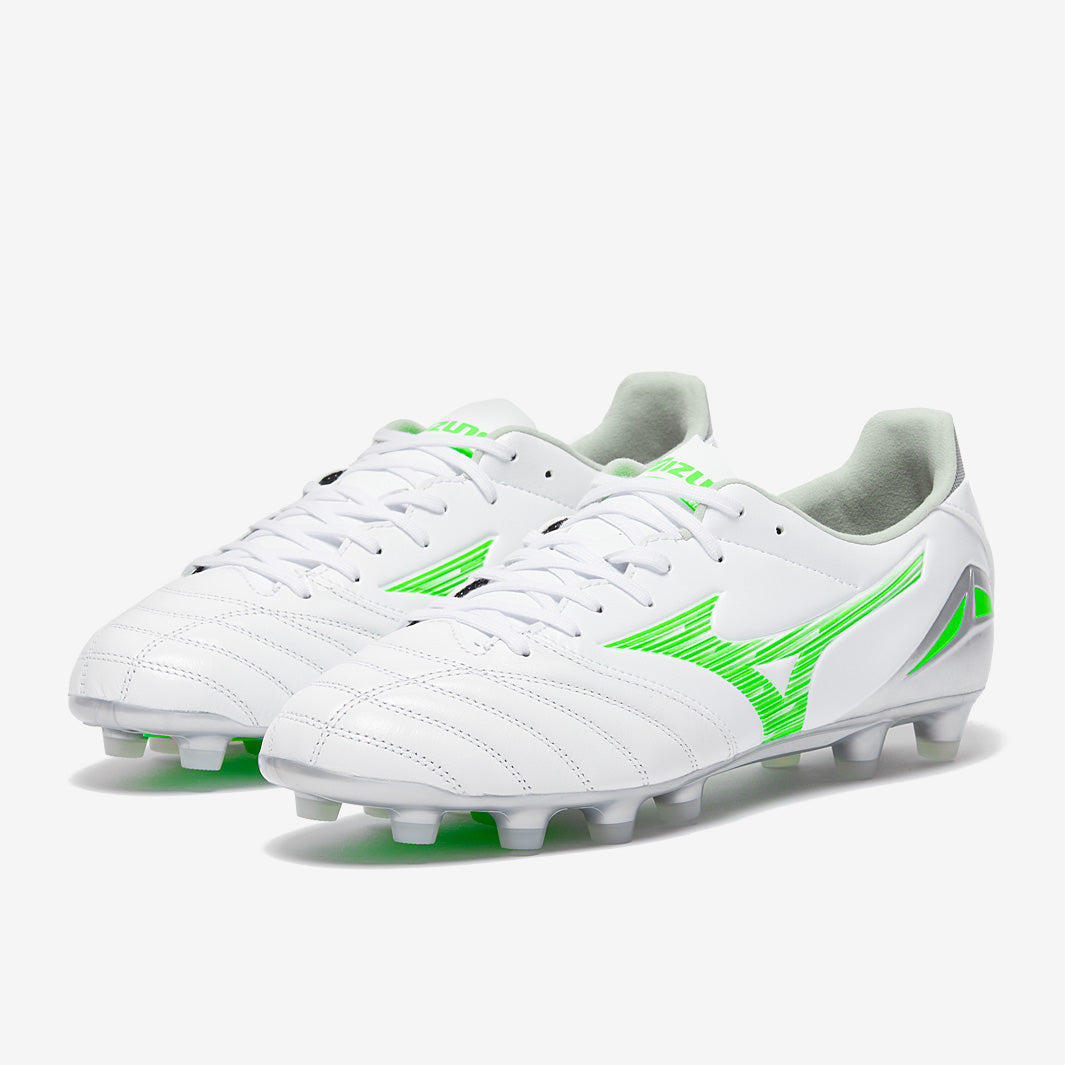 Mizuno Morelia Neo IV Pro FG - White/Neon Green/Cool Gray - Adult