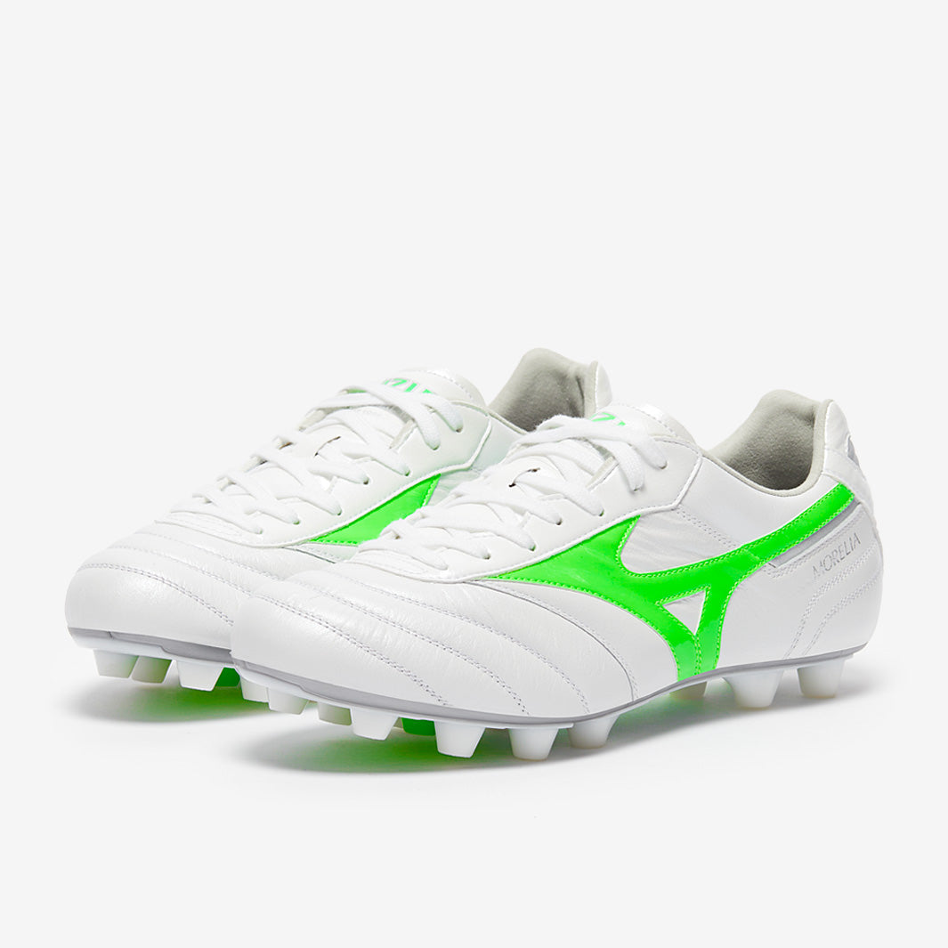 Mizuno Morelia II Elite FG - White/Neon Green/Galaxy Silver