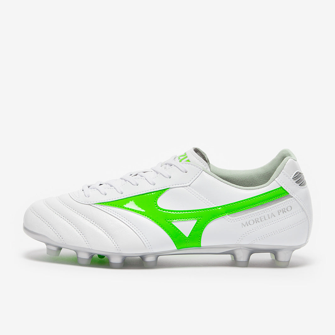Mizuno Morelia Neo IV Pro FG - White/Neon Green/Cool Gray - Adult