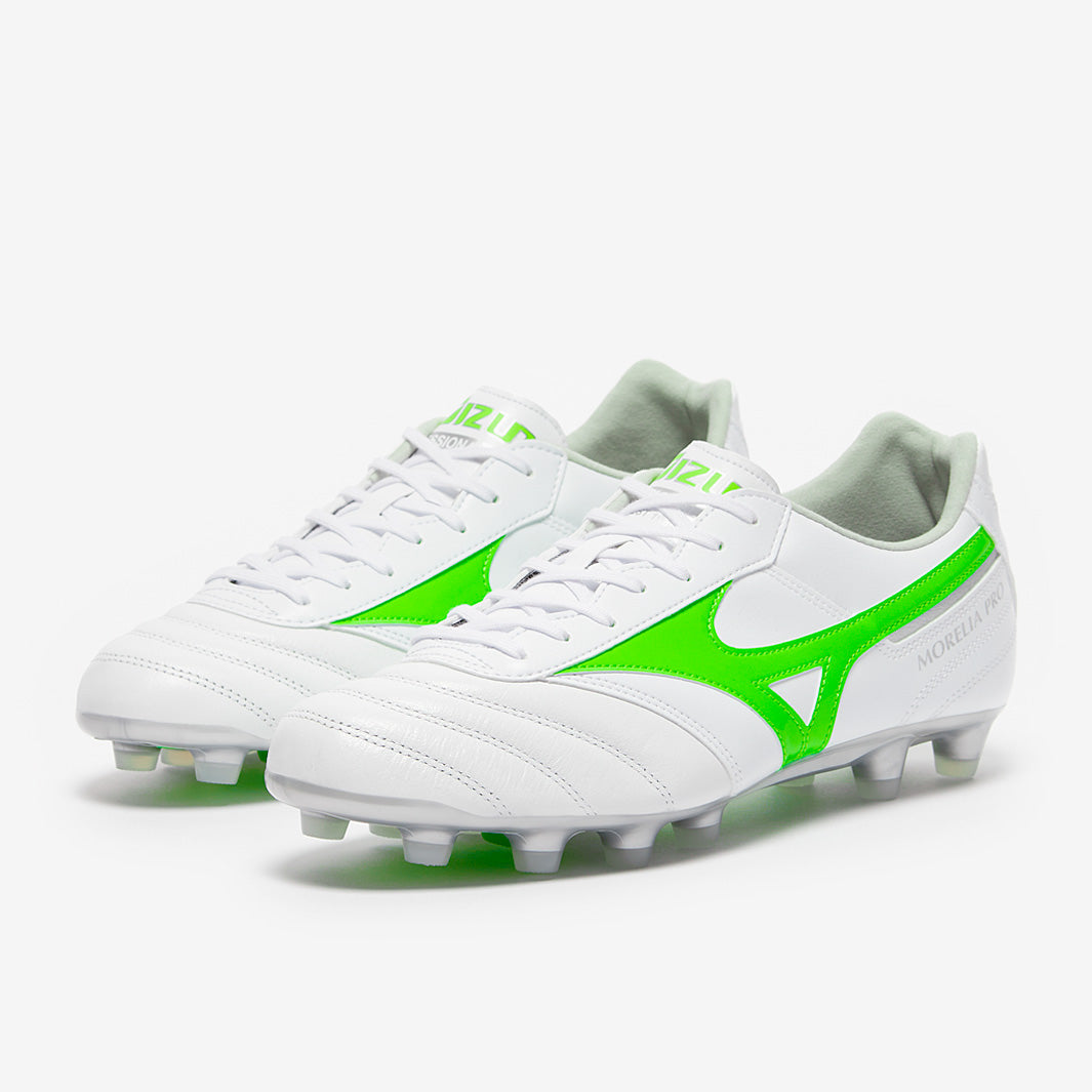 Mizuno Morelia II Pro FG - White/Neon Green/Galaxy Silver - Adult