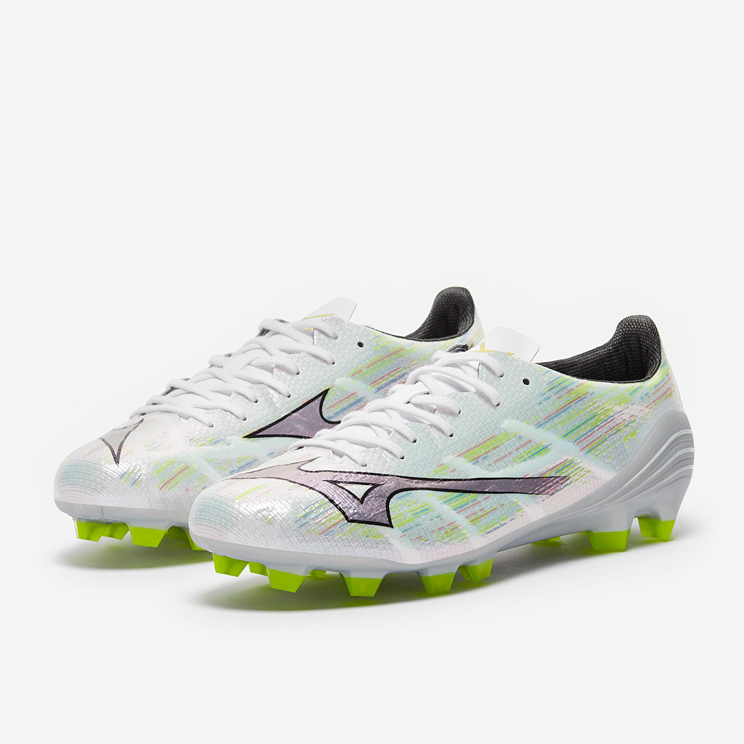 Mizuno Alpha II Pro FG - White/Silver Iridiscent/Black - Adult Boots