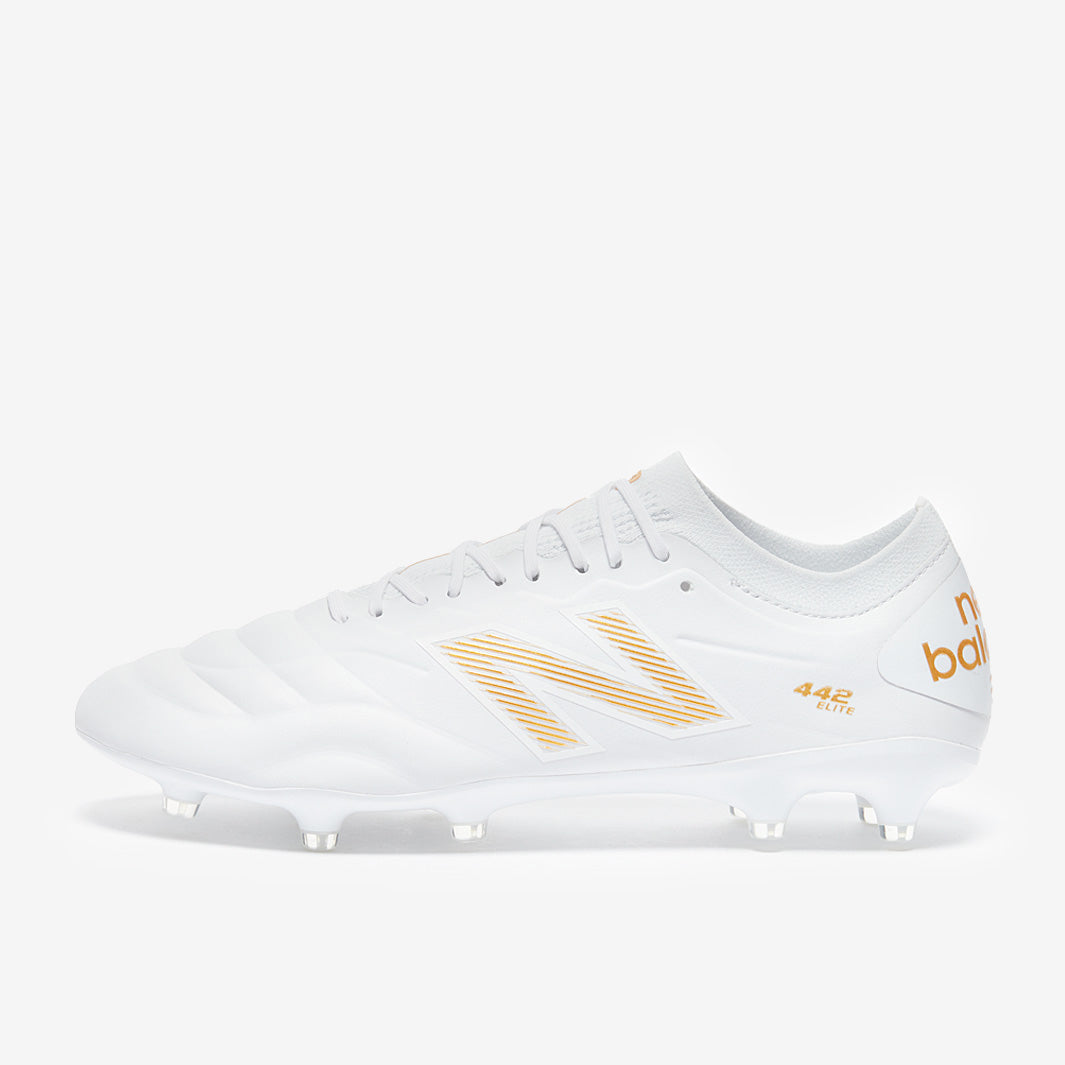New Balance 442 V2 Elite Firm Ground - White/Metallic Gold - Adult