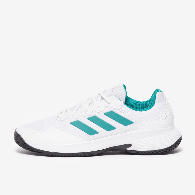 adidas gazelle silver green womens Women's Gamecourt 2 Tennis Shoes, White/Pink, 9 M main image 1