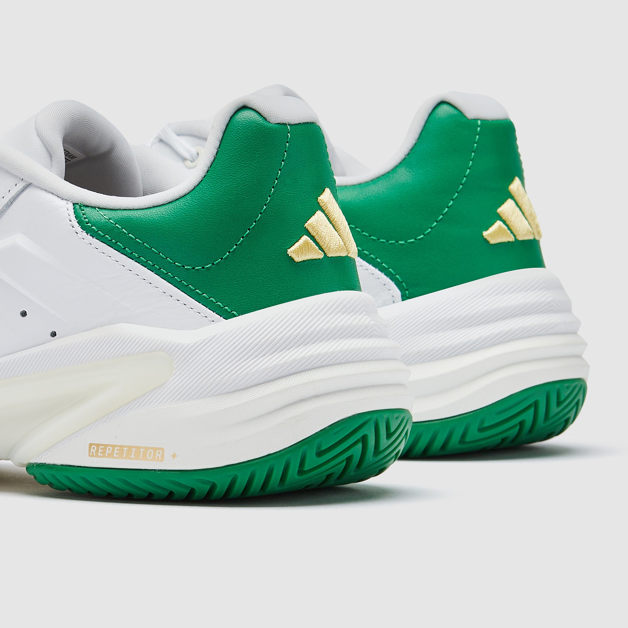 adidas Barricade 13 Leather Tennis Shoes - Gold Met./Ftwr White
