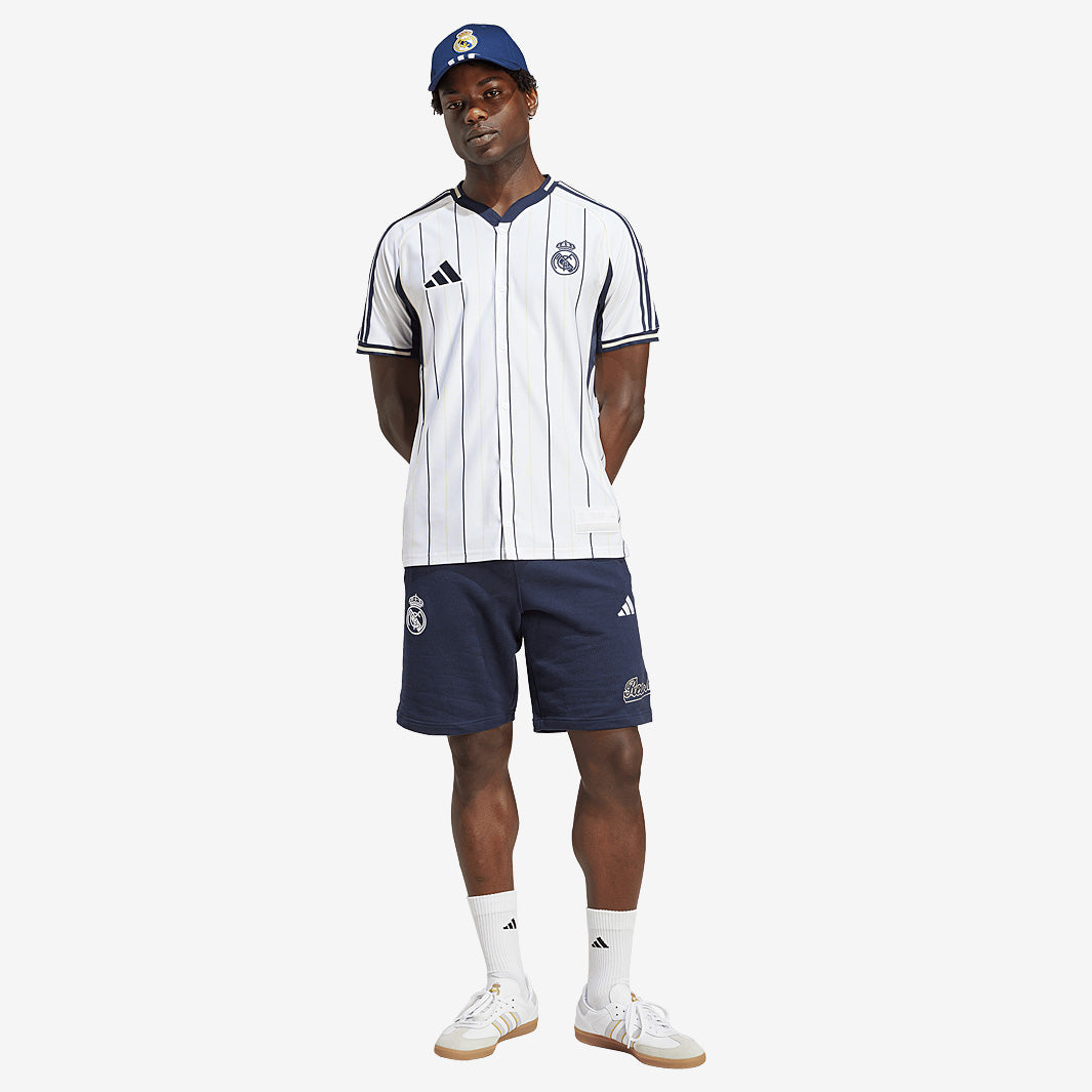 adidas Real Madrid Baseball Shirt - White/Legend Ink - Mens Replica