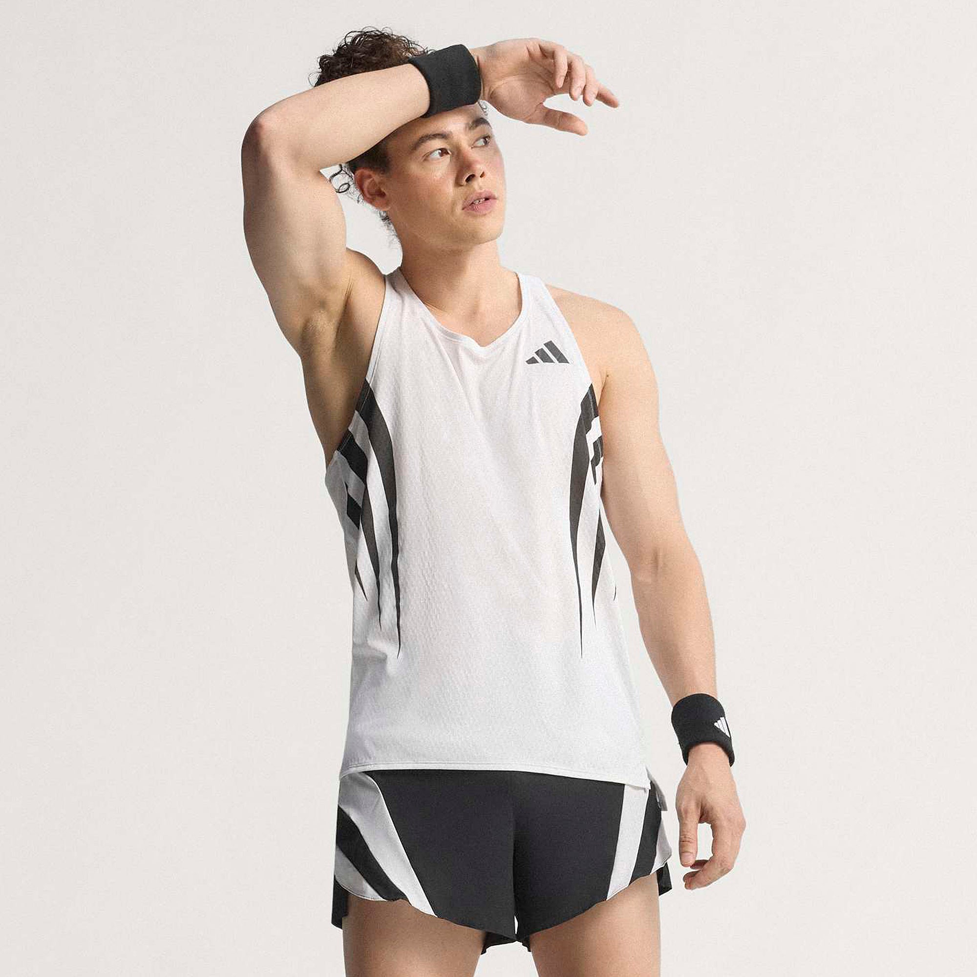 adidas adizero Archive Singlet - White - Mens Clothing