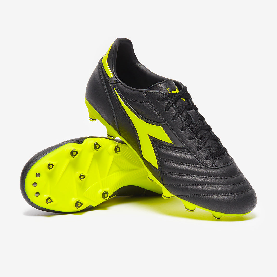 Diadora Brasil Academy TF - Black/Fluo Yellow - Adult Boots