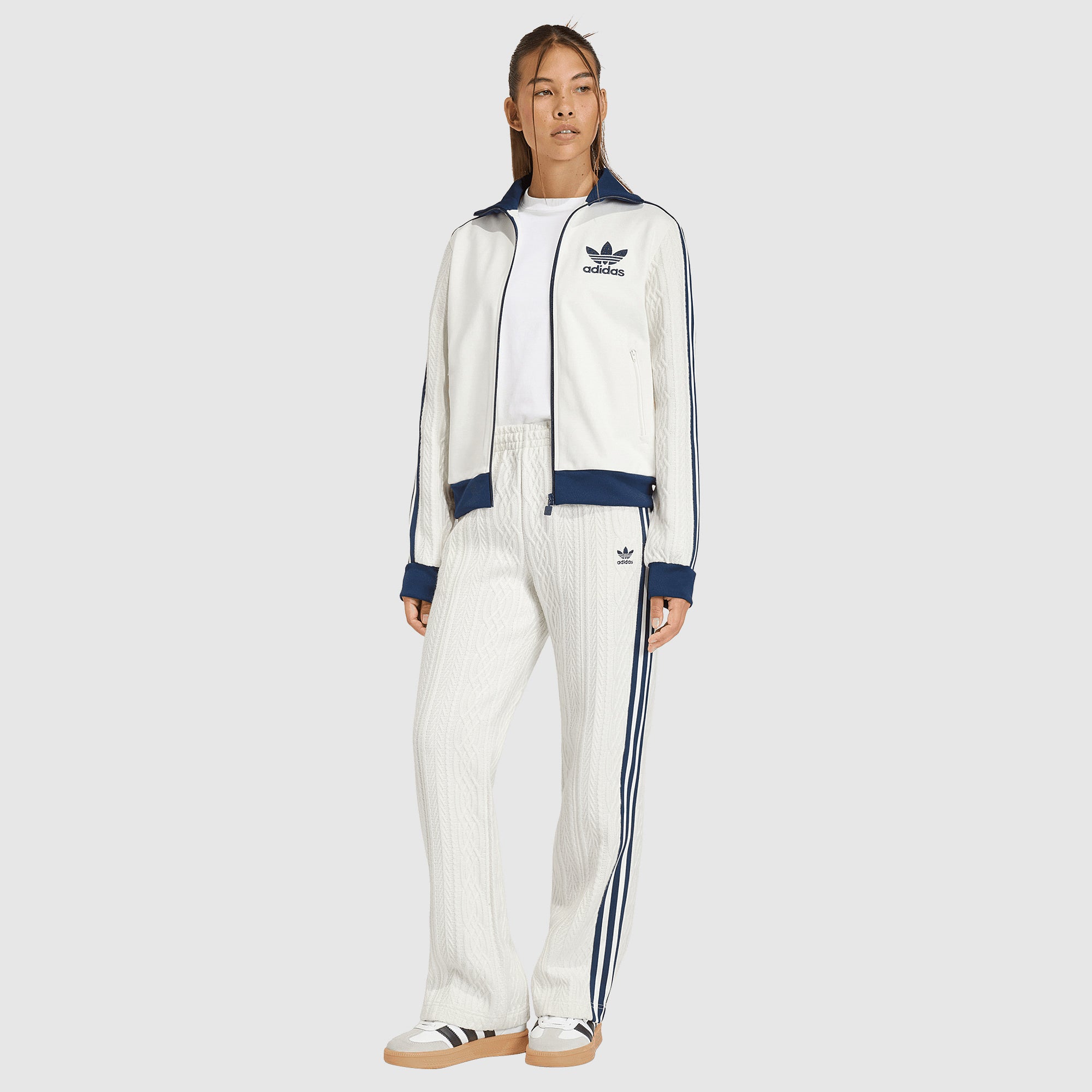 adidas Originals Womens Knit Classic Track Top - Off White - Tops
