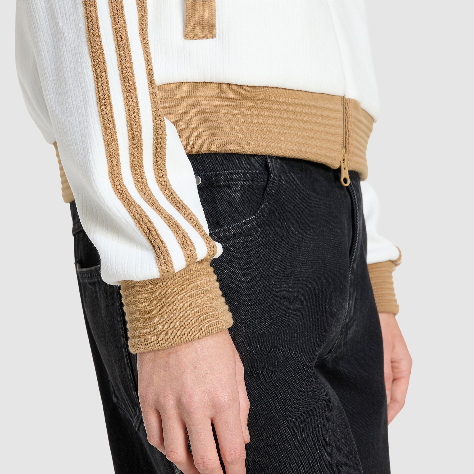 adidas Originals Womens Velour Knit Track Top - Off White - Tops