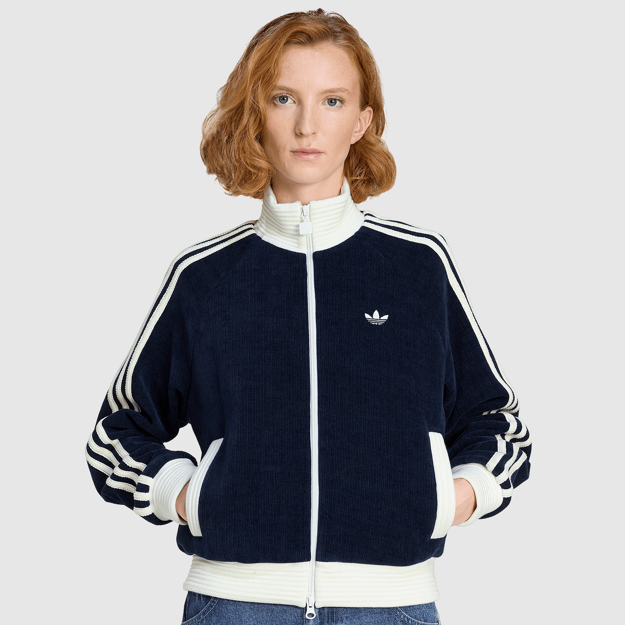adidas Originals Womens Velour Track Top - True Pink - Tops