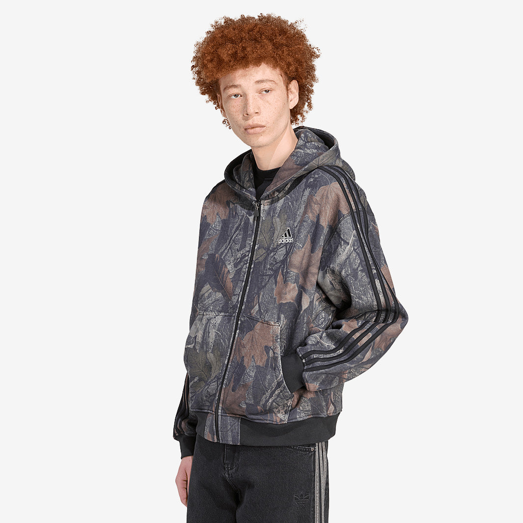 adidas Originals Camo Hooded Full Zip Hoodie - Black - Tops - Mens