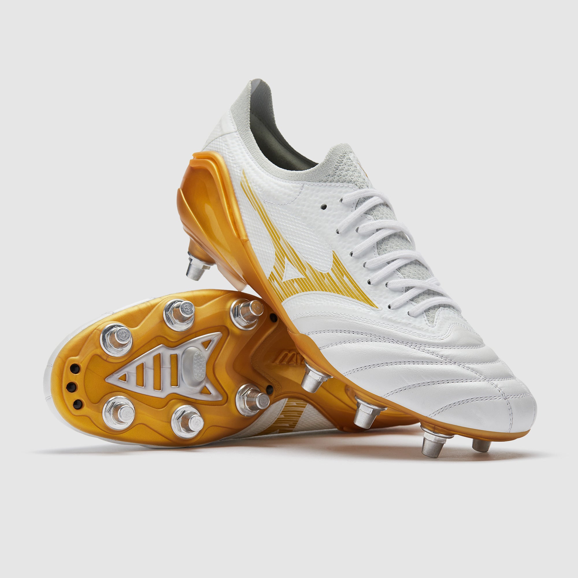 Mizunoホワイト/ゴールド & Puma、リバウンドネットセット Mizuno Morelia Neo IV B Elite SI Rugby Boots - White/MP Gold/Cool