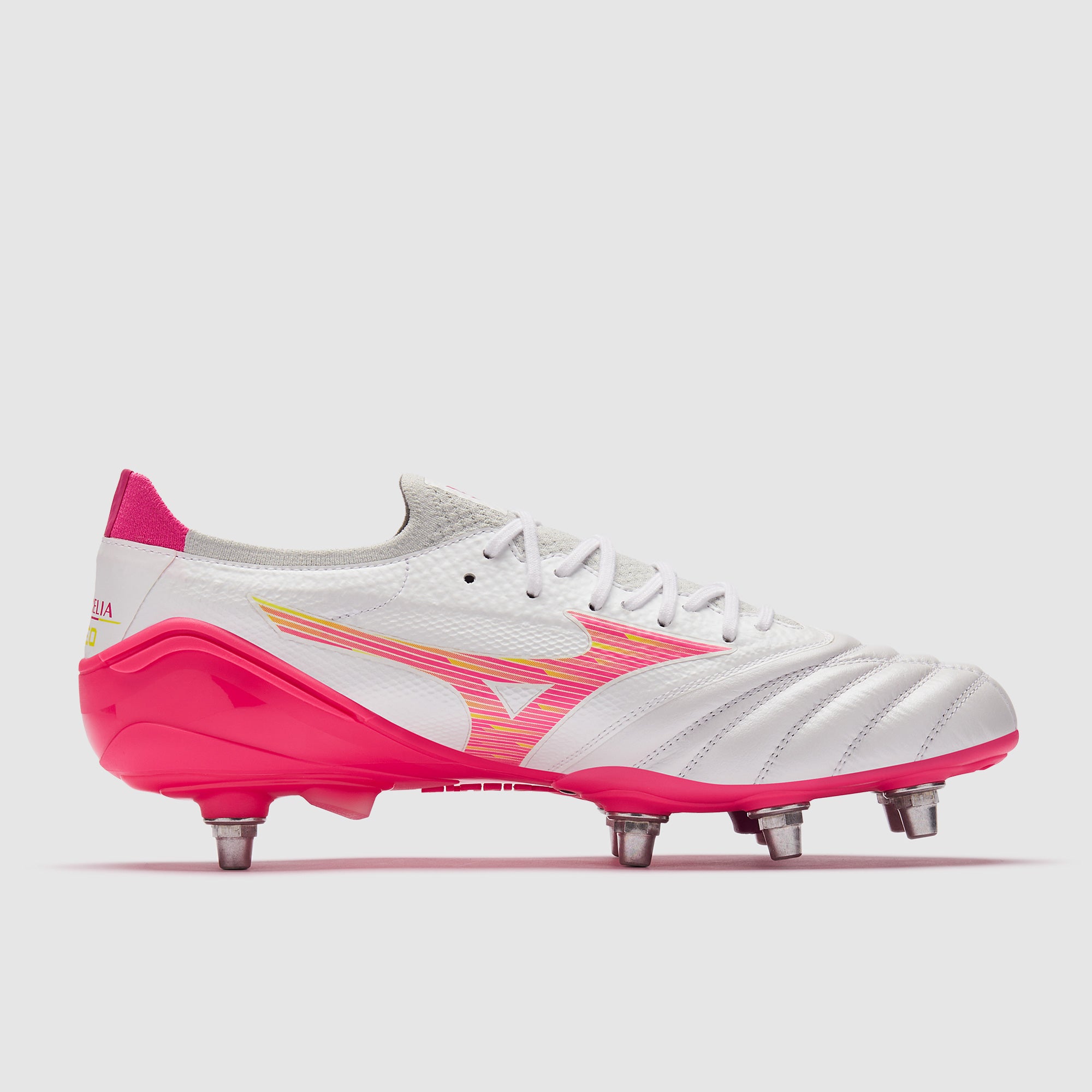Mizuno Morelia Neo IV B Elite SI Rugby Boots - White/Pink Tetra