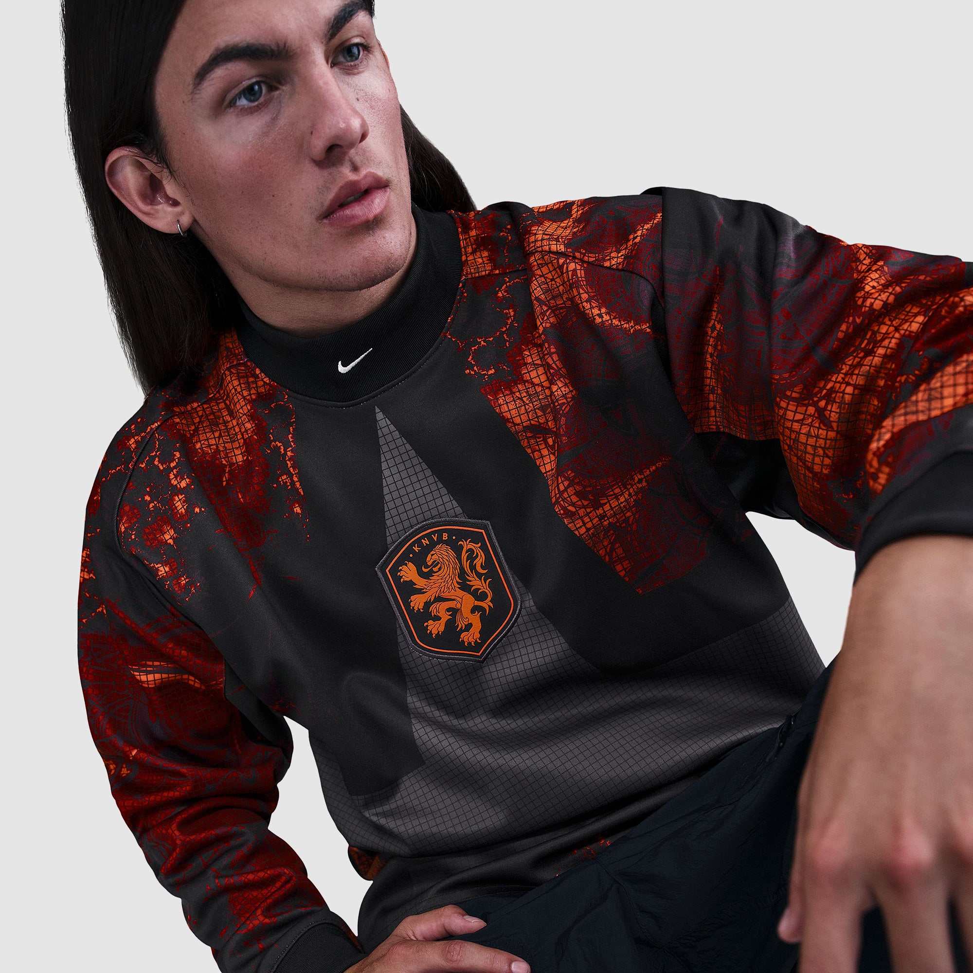 Nike Netherlands 2025 LS Goalkeeper Shirt - Black/Hyper Crimson