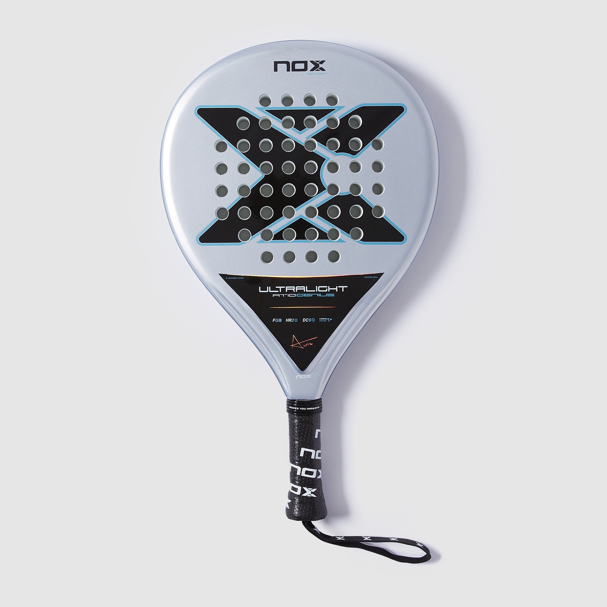 Paddle Rackets Grey NOX AT10 Genius Ultralight Padel Racket - Grey/Black - Adult Padel Rackets