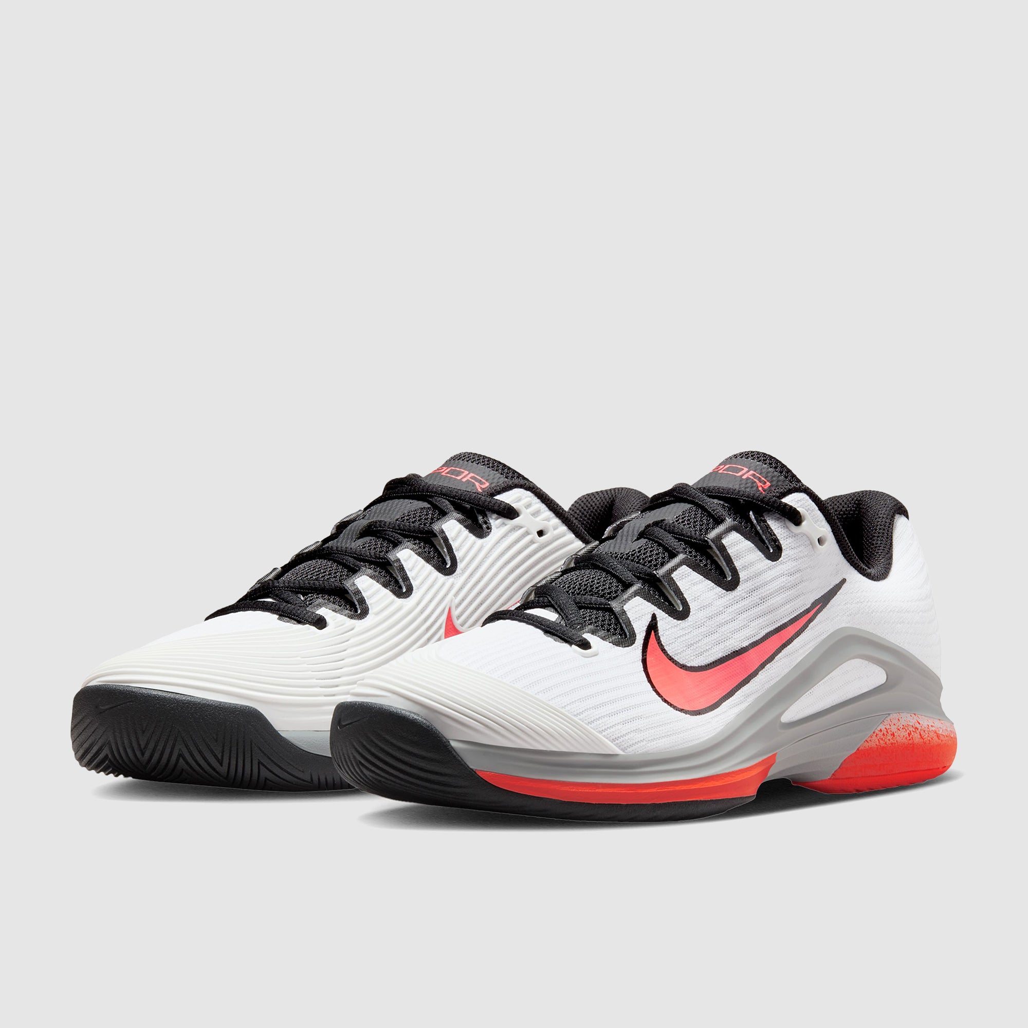 Nike Womens Vapor 12 PRM Tennis Shoes - White/Hot Lava-Wolf Grey