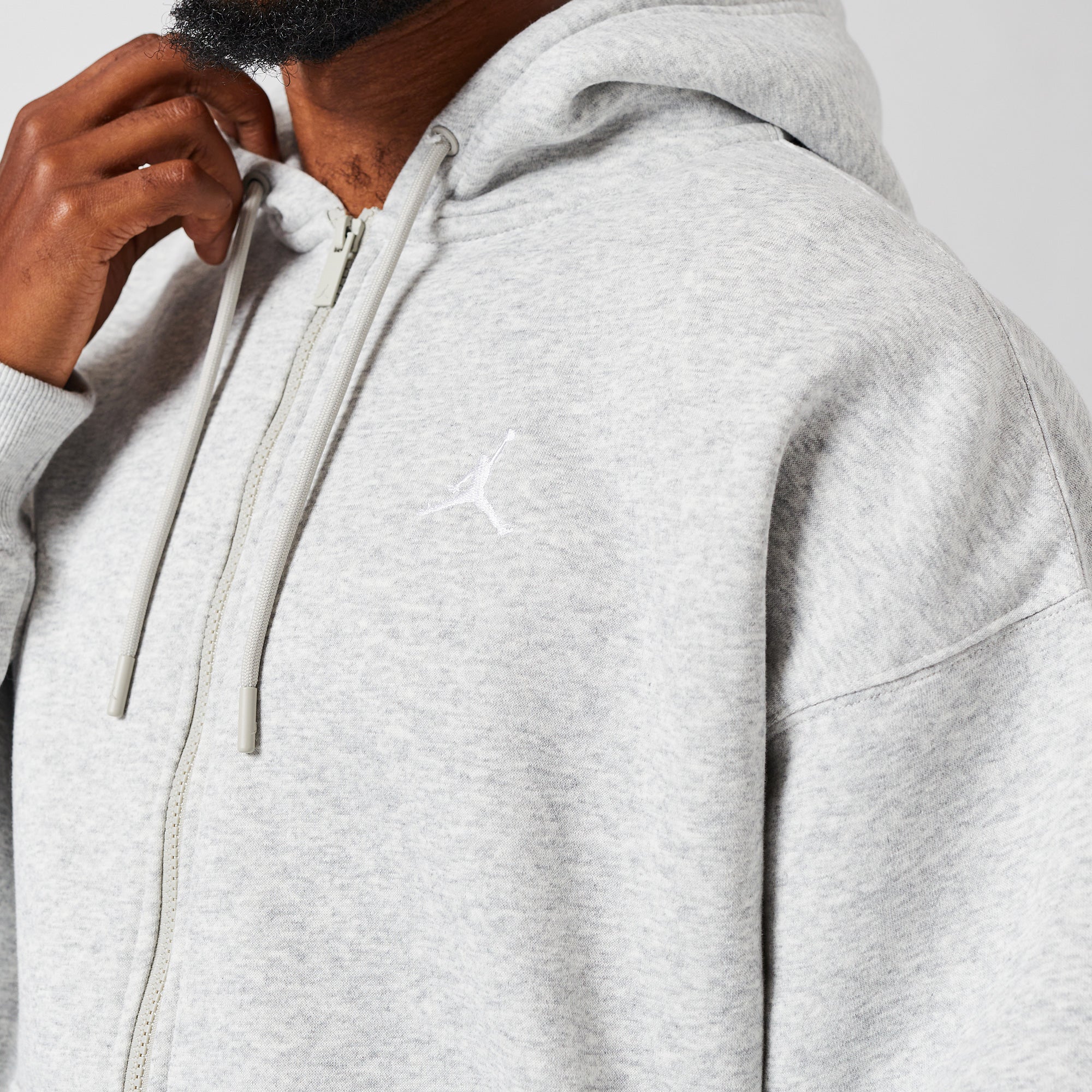 Jordan Brooklyn Oversized Full-Zip Hoodie - Grey Heather/White