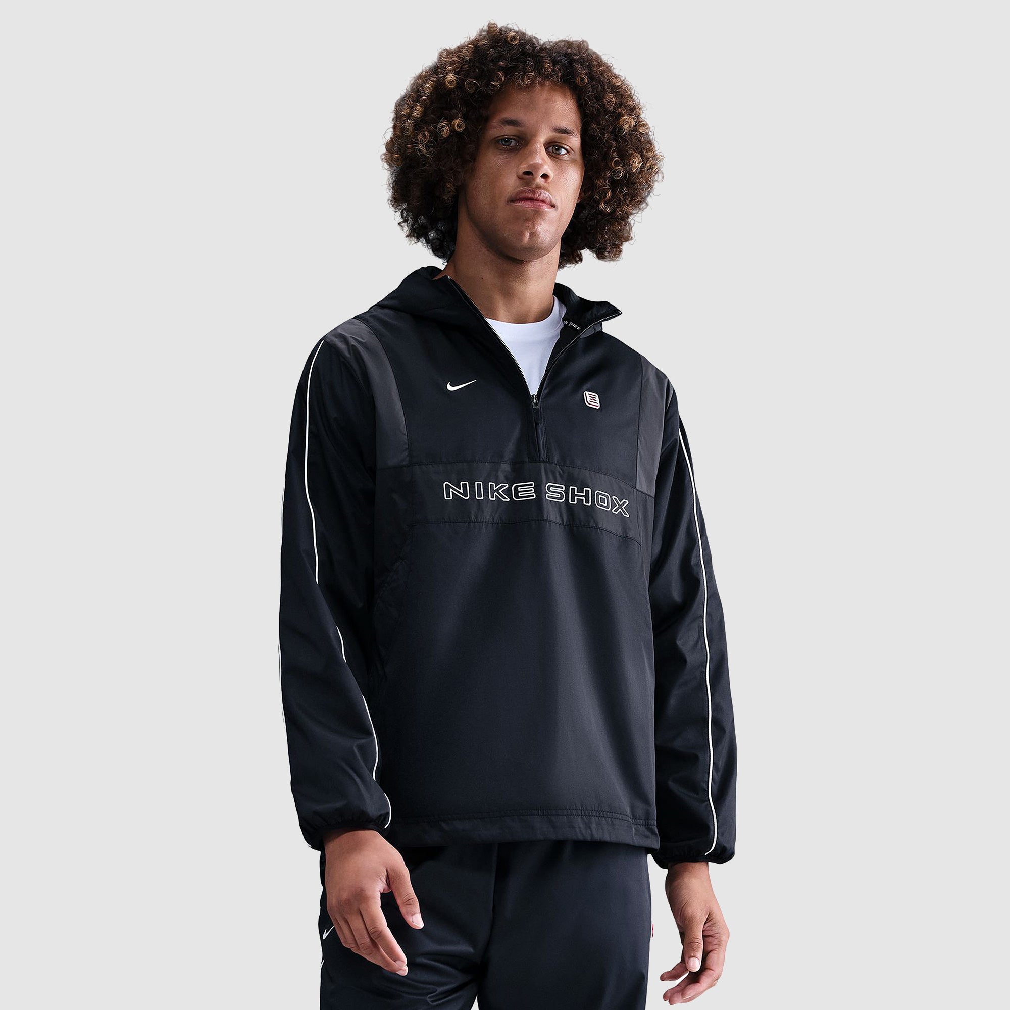 Nike Sportswear Woven 1/2 Zip Hooded Jacket - Black/Anthracite