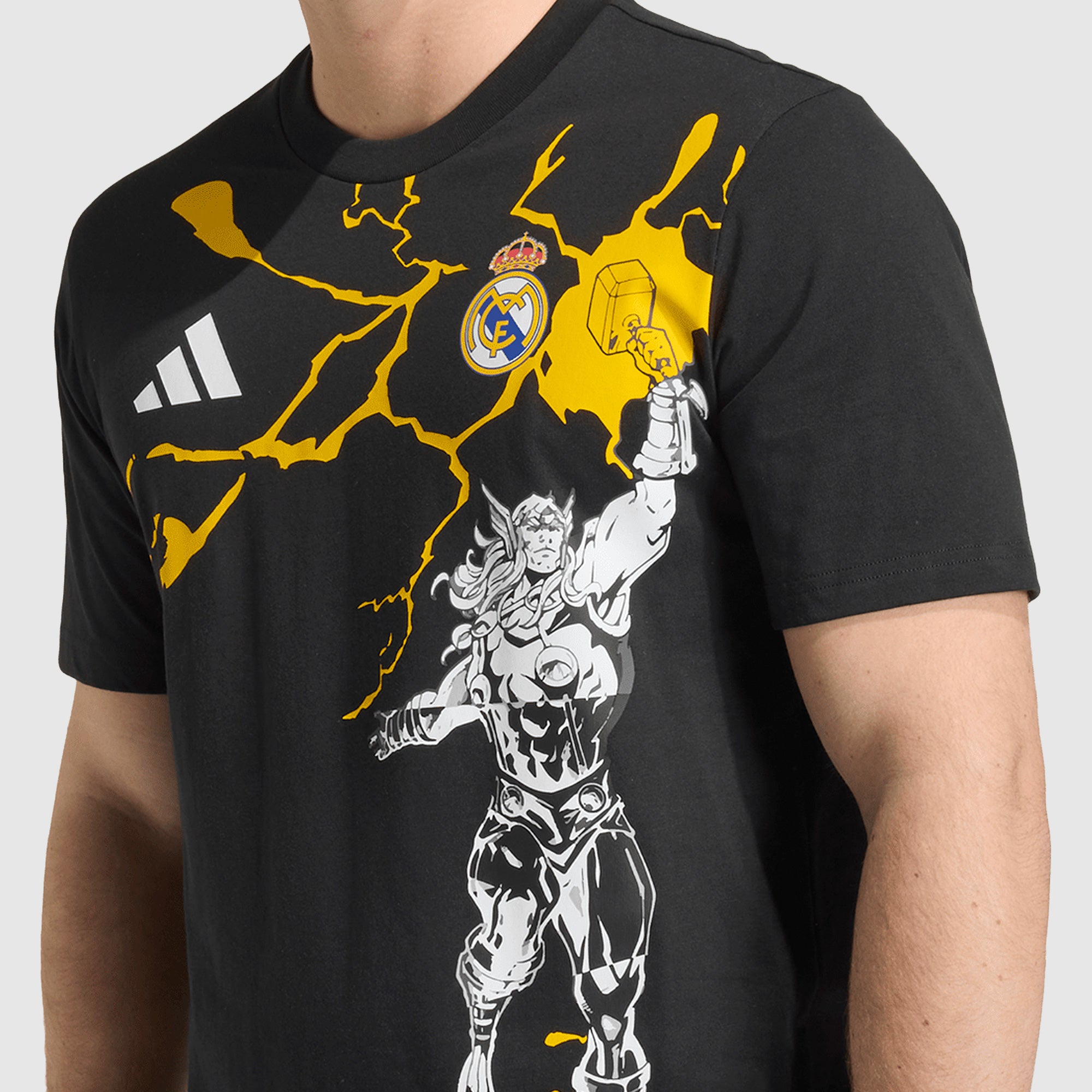 adidas Real Madrid 25/26 x Marvel T-Shirt - Black - Mens Replica