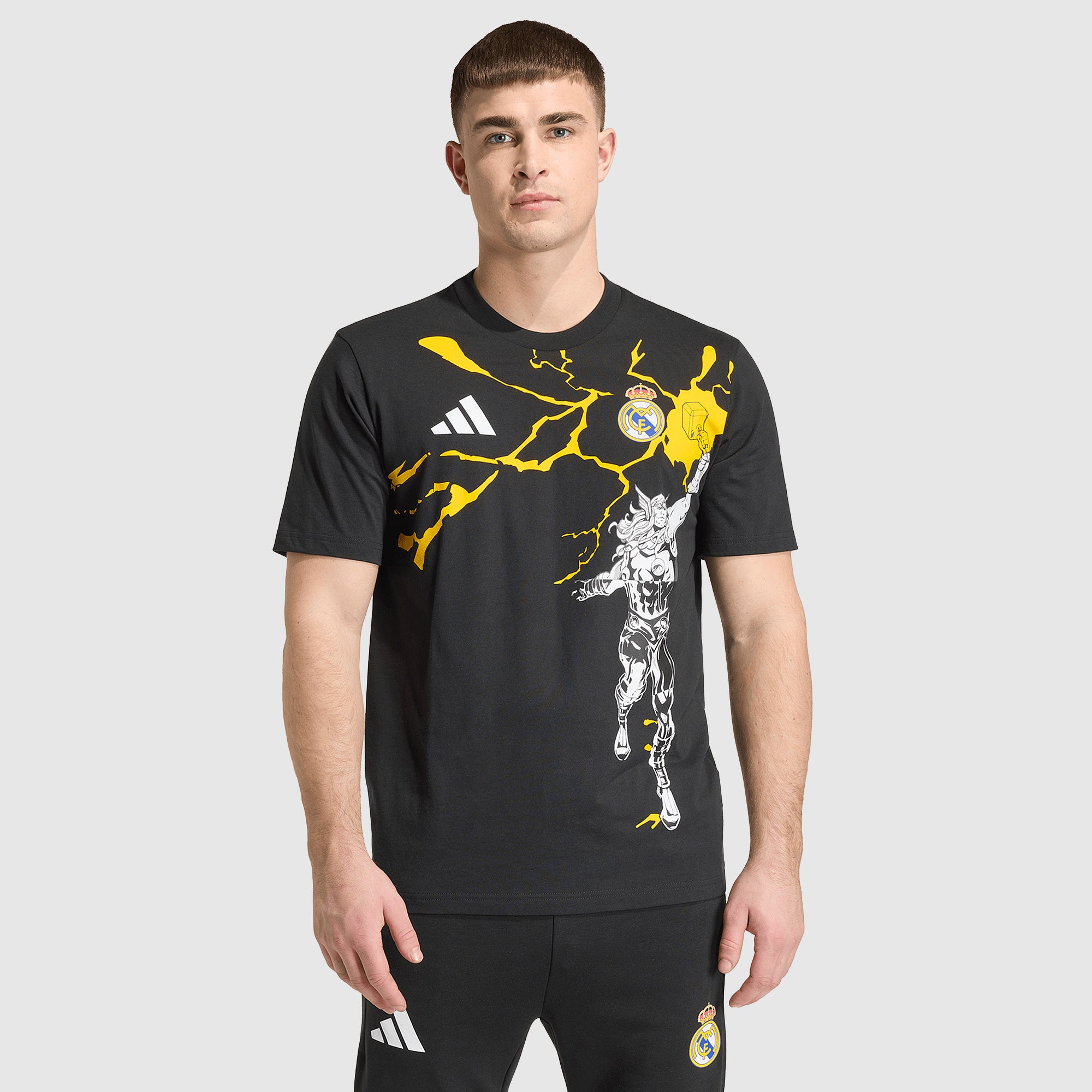 adidas Real Madrid 25/26 x Marvel T-Shirt - Black - Mens Replica